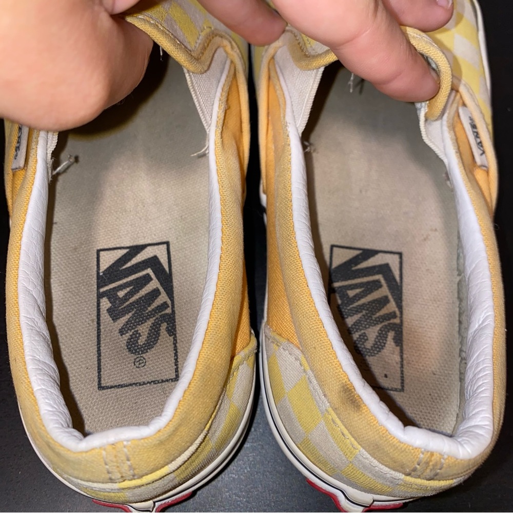 SOLD | Yellow Checkerboard Slip On Vans - Picture 8 of 9